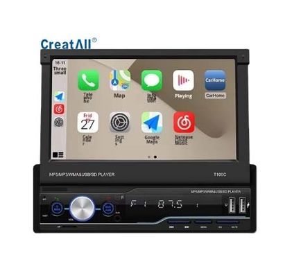 Creatall 7-calowy teleskopowy radioodtwarzacz CarPlay All-in-One z gniazdami kart MP5 MP4 dla odtwarzacza bezprzewodowego BT Hands-Free