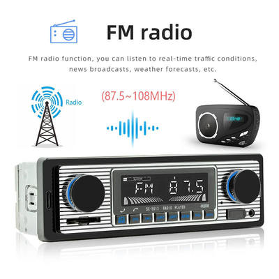 1 Din Plastikowe Radio Samochodowe MP3 z BT Zestaw Głośnomówiący FM/SD Ochrona Zasilania AUX USB Odtwarzacz Multimedialny Format Audio WAV Komunikaty Głosowe