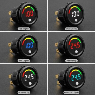 Waterproof DC 7-100V LED Digital Voltmeter Panel Mount Battery Voltage Indicator for EV Lithium Solar Factory Direct