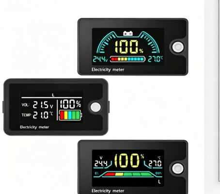LCD Power Meter 8-100V with Voltage/Temperature/Capacity Display for EV Lead-Acid & Lithium Batteries Model