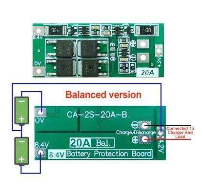 CA-2S-20A-B Standard 7.4V 8.4V 18650 Lithium Battery Protection Board/BMS 2S 20A PCB & PCBA for DIY