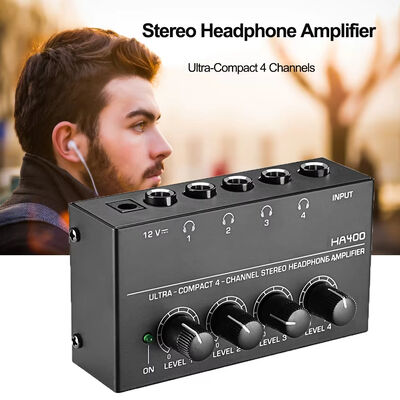 Portable Headphone Amplifier Stereo Hifi Mini 4 Channel Monitor Headphone Amplifier for Live Recording Show